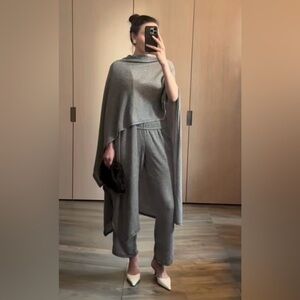 Knit shawl + pant set